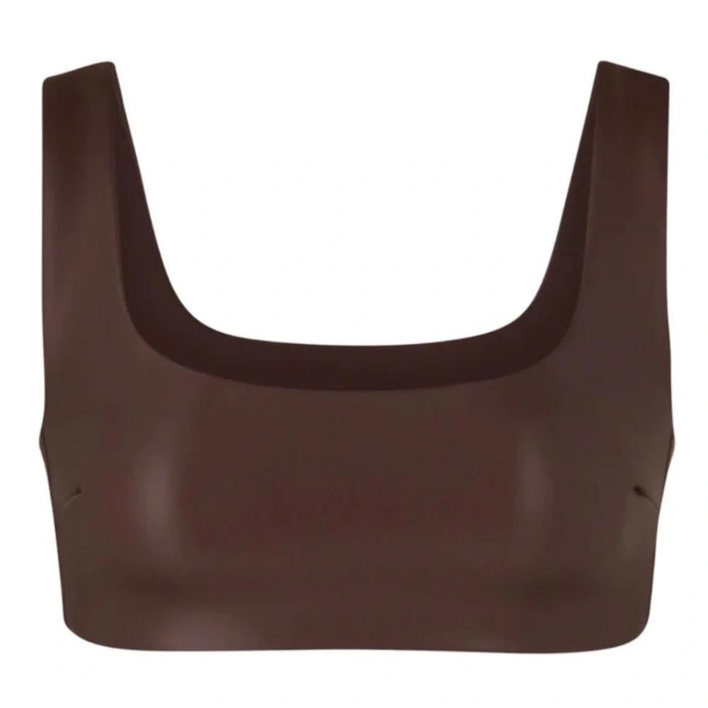 SKIMS VEGAN LEATHER BROWN BRALET TOP WOMENS SMALL